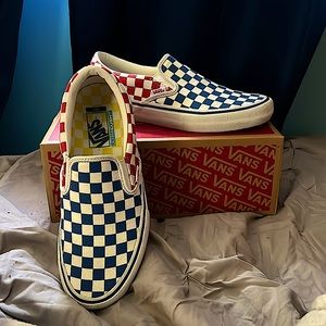 Hardly worn, Vans Slip-On Pro (Primary) Red/Blue/Yellow. Size 7.5 Men’s